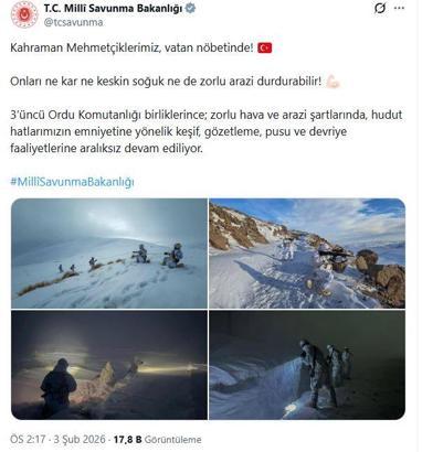 Mehmetçikten karlı arazide hudut güvenliği faaliyeti