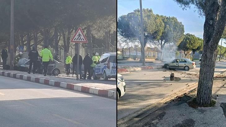 Polisin 'Dur' ihtarına uymayan sürücü, otomobiliyle ağaca çarptı: 2 yaralı