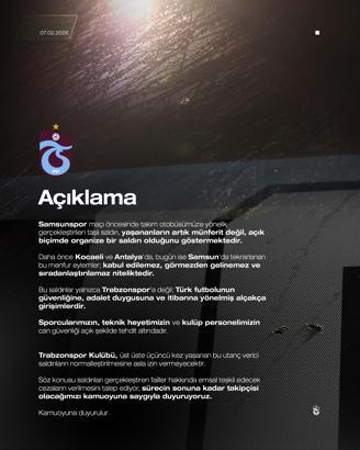 Trabzonspor’dan Samsun'daki taşlı saldırı sonrası açıklama