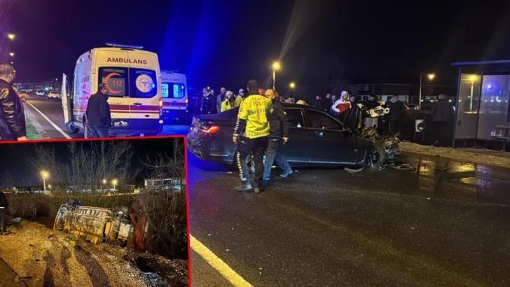 Otomobilin çarptığı özel halk otobüsü devrildi: 5 yaralı
