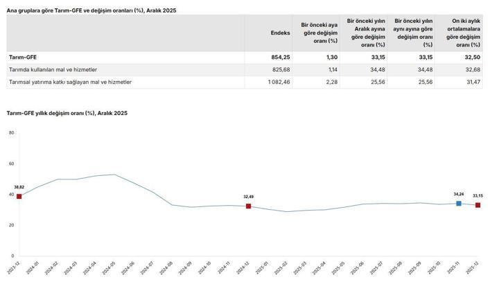 TÜİK: Tarımsal girdi fiyatları aralıkta arttı