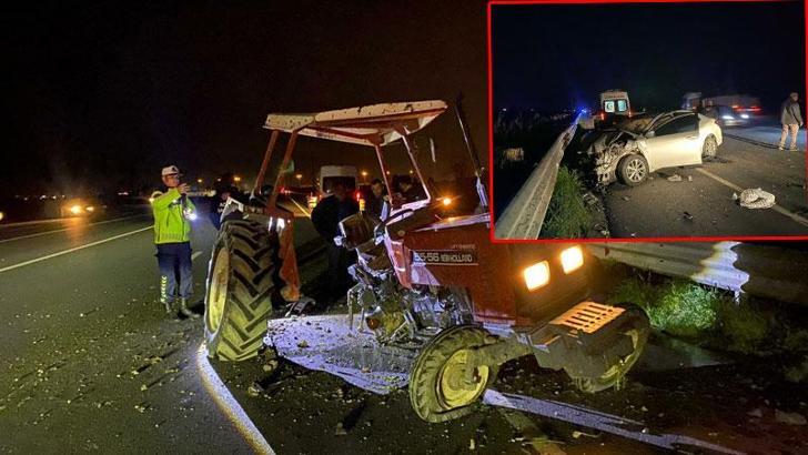 Adana’da otomobilin çarptığı traktör ikiye ayrıldı: 1'i ağır 6 yaralı