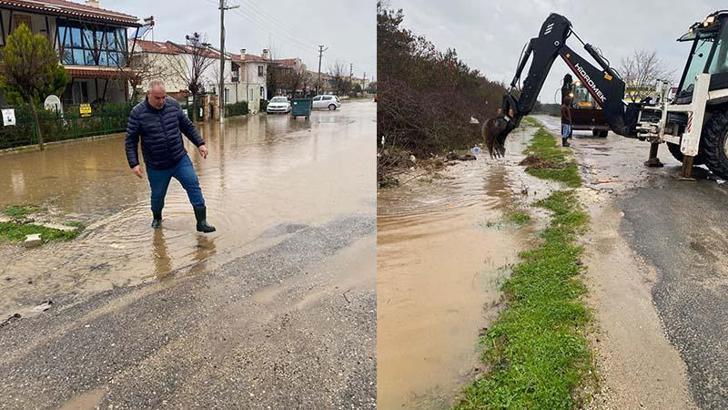 Enez'de sağanak; su baskınları yaşandı