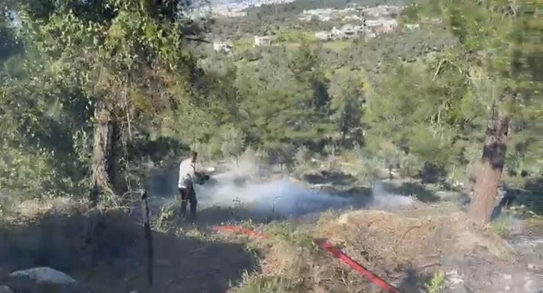 Bodrum’da arazide çıkan temizlik ateşi yangına neden oldu