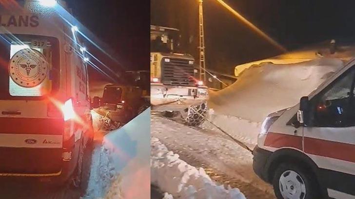 Yolu kapalı köyde rahatsızlanan hamile kadın için seferberlik