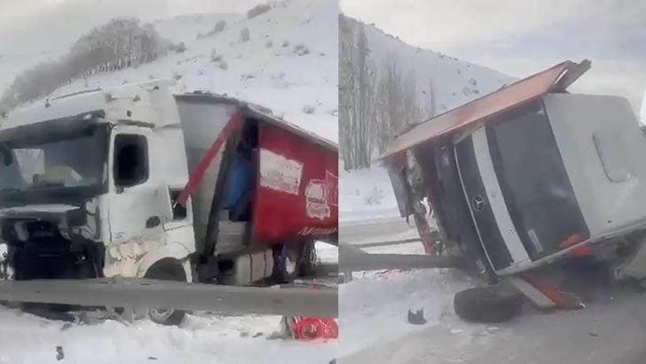 Erzurum kara yolu, kaza nedeniyle tek yönlü trafiğe kapandı