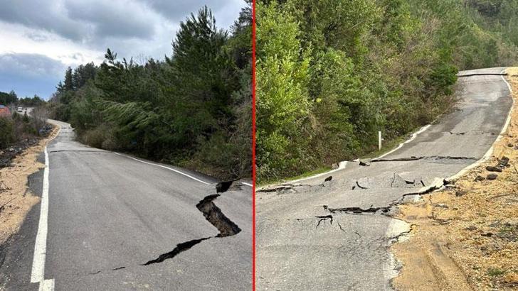 Kastamonu'da heyelan nedeniyle sahil yolunda yarıklar oluştu