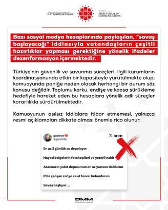 DMM: ‘Savaş başlayacağı’ iddiaları dezenformasyon içermektedir