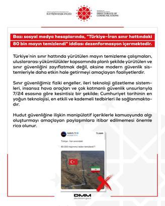 DMM: Türkiye–İran sınır hattındaki 80 bin mayın temizlendi iddiası dezenformasyon