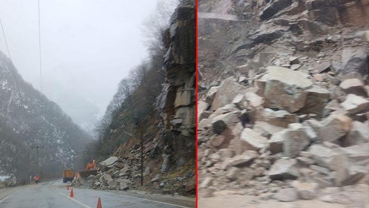 Gümüşhane-Giresun kara yolunda heyelan