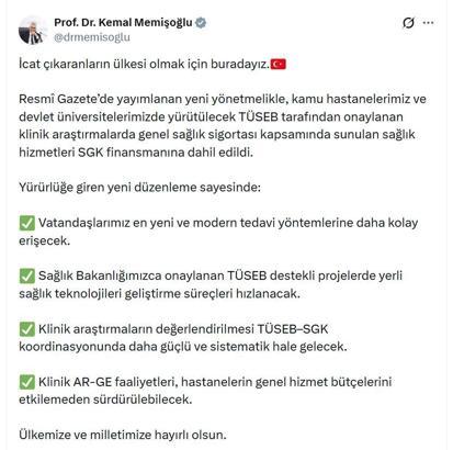 Bakan Memişoğlu: Vatandaşlarımız en yeni ve modern tedavi yöntemlerine daha kolay erişecek