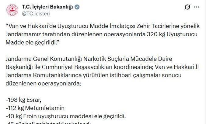 Van ve Hakkari'de uyuşturucu operasyonu; 15 gözaltı