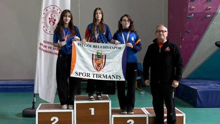İnegöl Belediye Spor Kulübü sporcularından tırmanış müsabakalarında 14 madalya