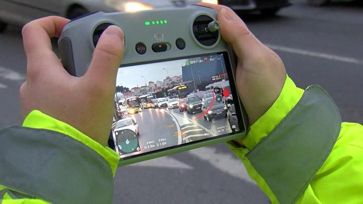 Ümraniye'de dron destekli 'kaynak' denetimi; 9 sürücüye ceza