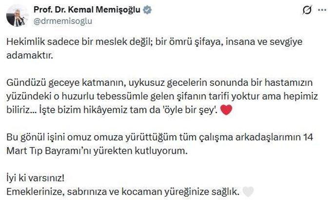 Bakan Memişoğlu'ndan 'Tıp Bayramı' mesajı