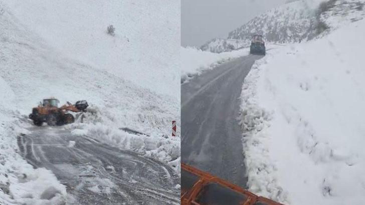 Çığ düşen kara yolunda yolcu otobüsünde mahsur kaldılar