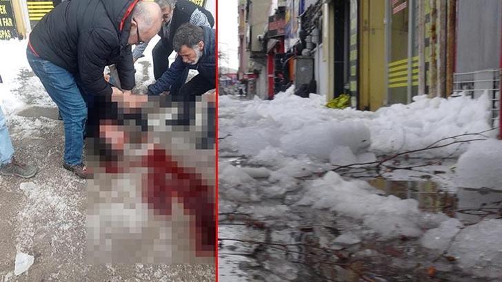 Çatıdan üzerine kar ve buz kütlesi düşen kişi ağır yaralandı