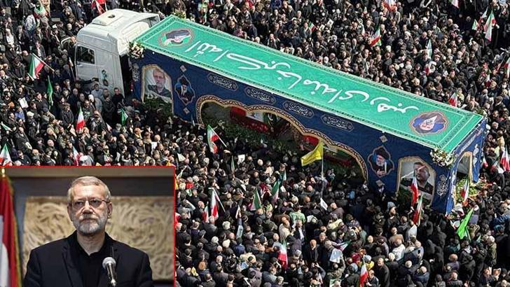 İsrail saldırısında hayatını kaybeden Laricani için cenaze töreni düzenlendi