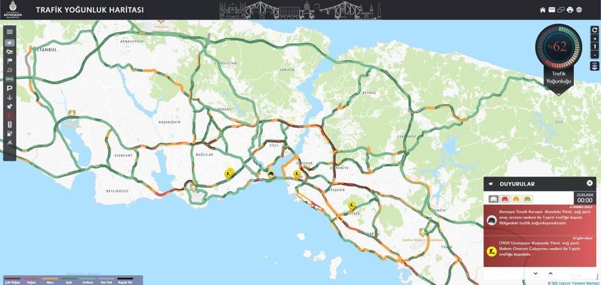 İstanbul - İstanbul'da gece saatlerinde trafik yoğunluğu yüzde 62'ye ulaştı -1