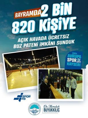 Kayseri’deki açık hava buz pateni pistine, bayramda 2 bin 820 ziyaretçi