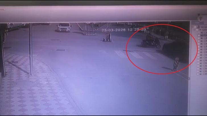 Amasya’da otomobilin çarptığı motosiklet sürücüsü yaralandı; kaza anı kamerada