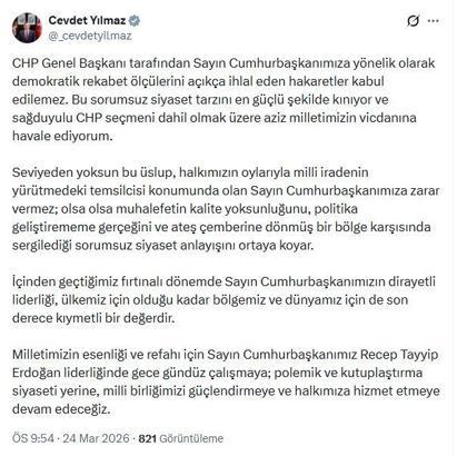Cevdet Yılmaz’dan, Özgür Özel’e tepki: Rekabet ölçülerini açıkça ihlal eden hakaretler kabul edilemez