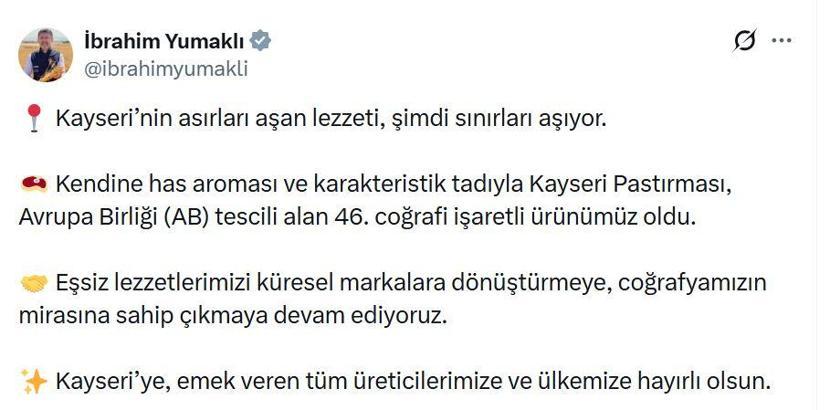 Kayseri pastırmasına AB'den coğrafi işaret tescili