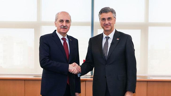 TBMM Başkanı Kurtulmuş, Hırvatistan Başbakanı Plenkovic ile bir araya geldi