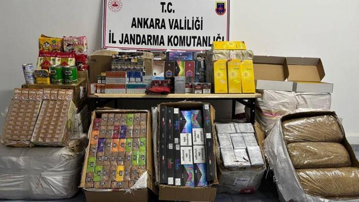 Ankara’da TIR’da kaçak tütün mamulleri ve gıda maddesi ele geçirildi