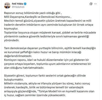 MHP'li Yıldız: Komisyonumuz, Türkiye'nin barışla ve kardeşlikle güçleneceğini göstermiştir