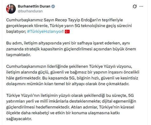 İletişim Başkanı Duran: Dijital egemenliğin güçlendirilmesi hedefleniyor