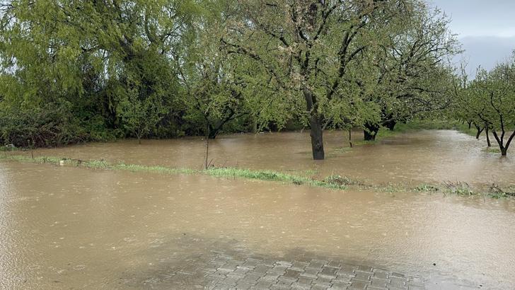 Bursa'da sağanak ve fırtına, kuruyan dereler doldu, tarım arazileri su altında kaldı