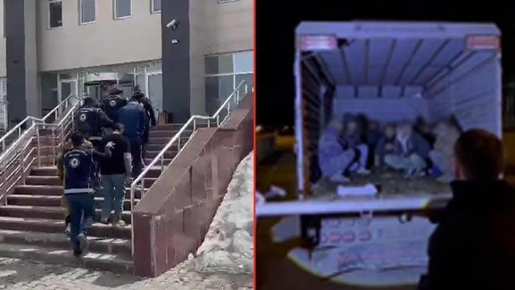 Kars'ta durdurulan kamyonetten 12 kaçak göçmen çıktı