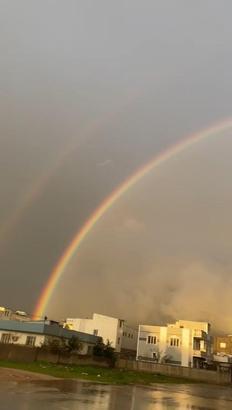 Nusaybin’de yağış sonrası gökkuşağı oluştu