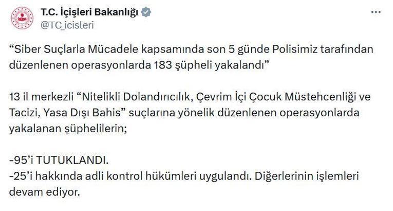 13 ilde 'siber suç' operasyonu; 95 tutuklama