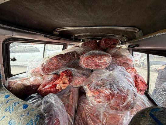 Uygunsuz koşullarda taşınan 1,6 ton sakatat imha edildi