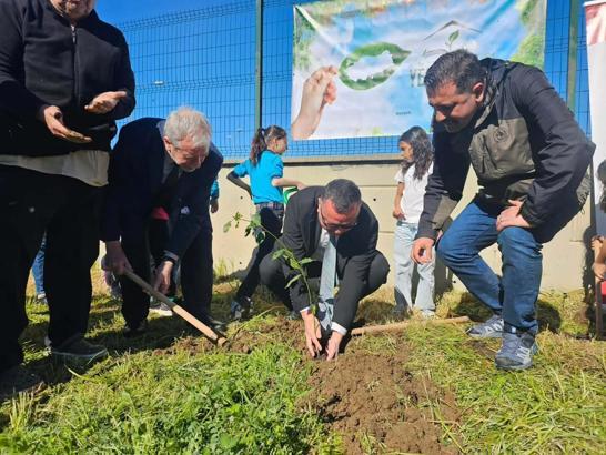 Ayvalık'ta ÇEDES Projesi kapsamında fidanlar toprakla buluşturuldu