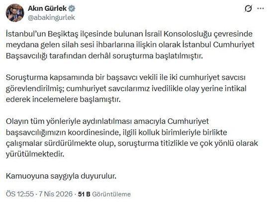 Bakan Gürlek: İstanbul'daki olaya ilişkin 1 başsavcı vekili ile 2 Cumhuriyet savcısı görevlendirildi