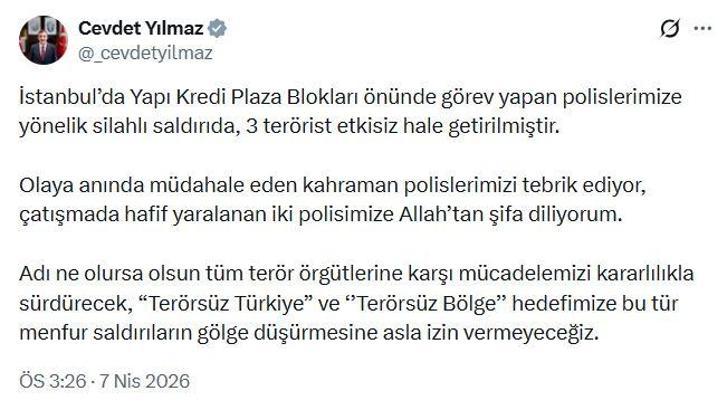 Cevdet Yılmaz: Saldırıların 'Terörsüz Türkiye' hedefimize gölge düşürmesine izin vermeyeceğiz