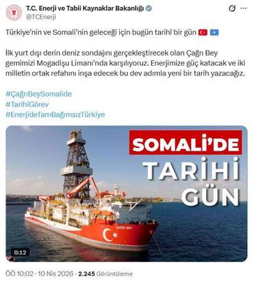 Bakanlık: Çağrı Bey gemimizi Mogadişu Limanı’nda karşılıyoruz