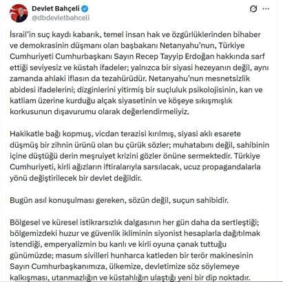 Bahçeli: Hiç kimse Türkiye'yi hedef alarak kendi suçlarını perdeleyemez