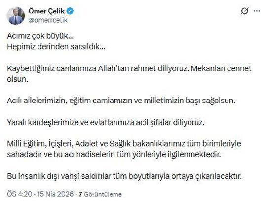 AK Parti'li Çelik: Acımız çok büyük, derinden sarsıldık