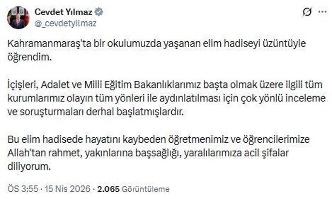 Cumhurbaşkanı Yardımcısı Yılmaz: Çok yönlü inceleme ve soruşturmalar başlatıldı