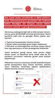 DMM'den Kahramanmaraş'taki saldırının failine ilişkin açıklama