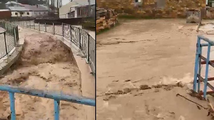 Sivas'ta sağanak; ırmak taştı, yol ve tarım arazilerini su bastı