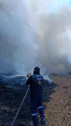 Kamış ürünleri deposunda yangın