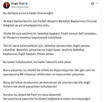 Özgür Özel: Bu düzeni değiştirene kadar durmayacağız