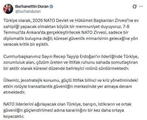 İletişim Başkanı Duran: NATO Zirvesi, küresel güvenlik mimarisinin geleceğine yön verecek