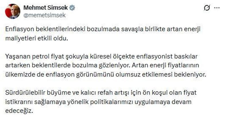 Bakan Şimşek: Fiyat istikrarını sağlamaya yönelik politikalarımıza devam edeceğiz