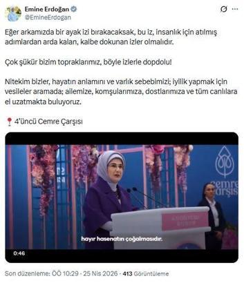 Emine Erdoğan'dan '4'üncü Cemre Çarşısı' paylaşımı